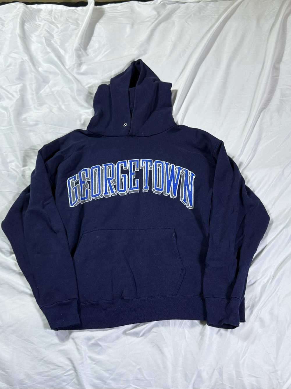 Vintage Georgetown Navy Hoodie Sweatshirt - Classic College Pullover Tultex